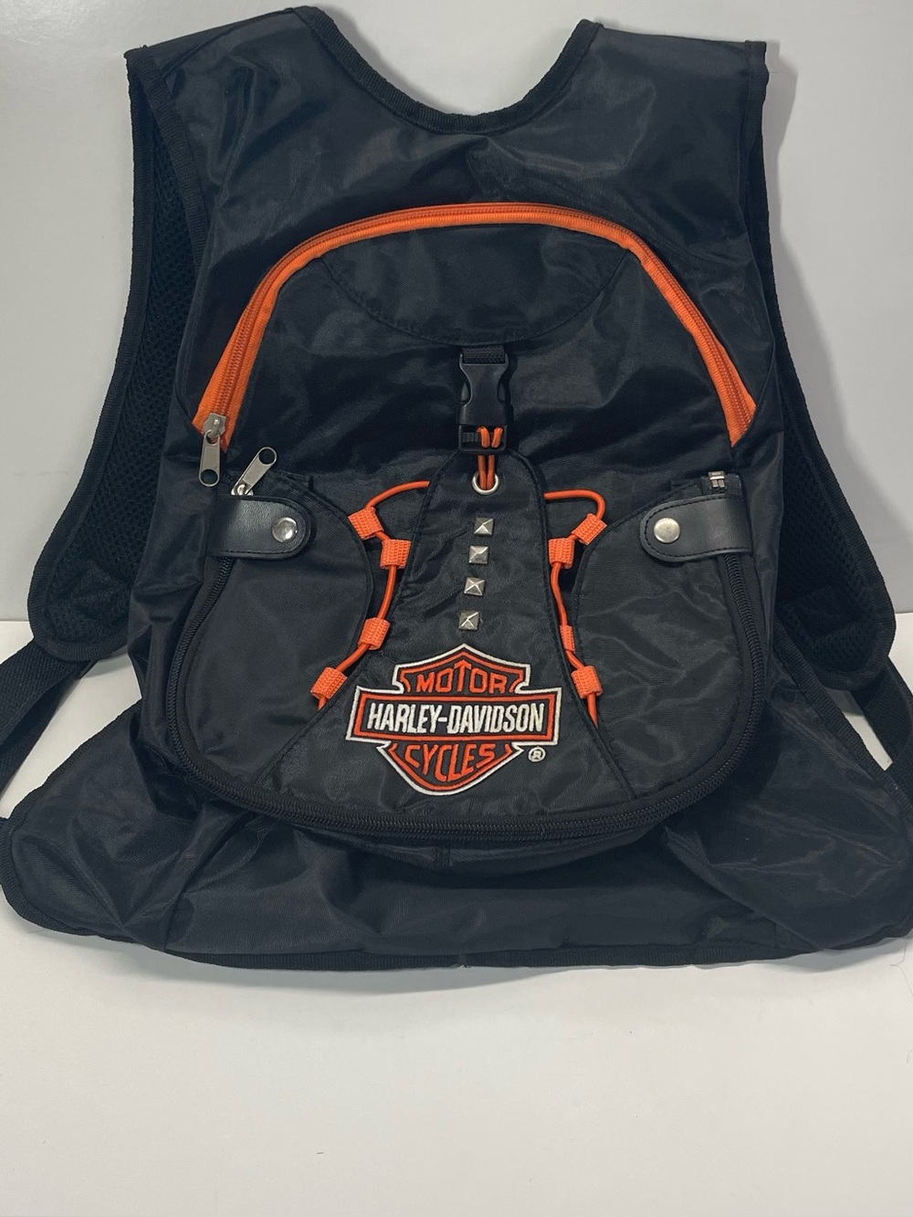 Harley Davidson Bar & Shield Patch Logo Studded backpack padded back